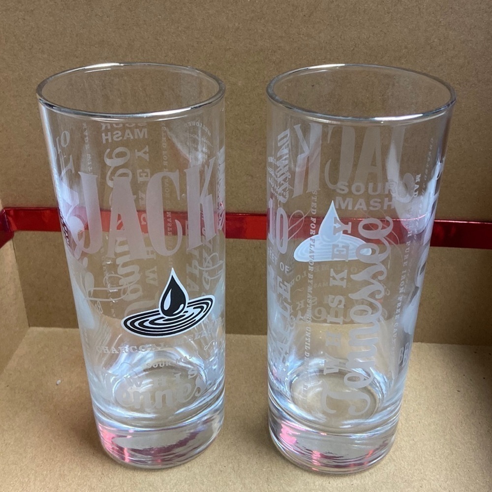 Jack Daniels Old No. 2 Tennessee Whiskey Sour Mash Etched 6" Highball Glasses
